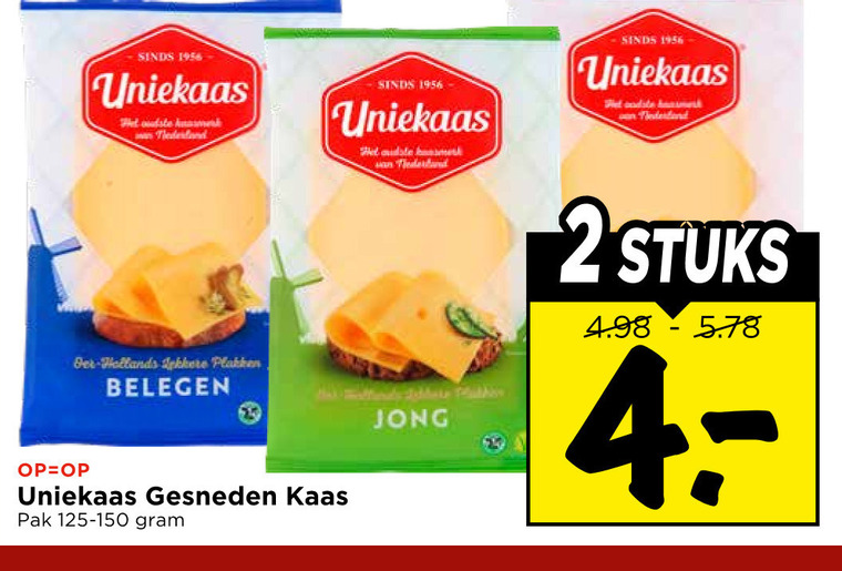 uniekaas kaasplakken 2 1956 der hollands sphere belegen gesneden kaas pak b jong date stuks folder aanbieding bij Vomar Uniekaas kaasplakken folder aanbieding bij Vomar - details