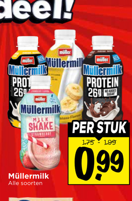 mullermilk milkshake 260 new milk shake soorten ananas protein added stuk 99 folder aanbieding bij Vomar Mullermilk milkshake folder aanbieding bij Vomar - details