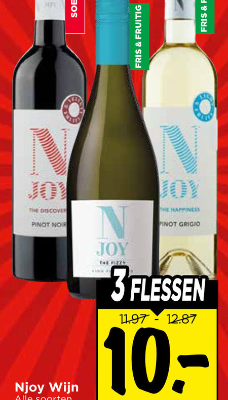witte wijn rode 3 discover pinot noir njoy soorten joy fizzy fris fruitig happiness grigio flessen folder aanbieding bij Vomar