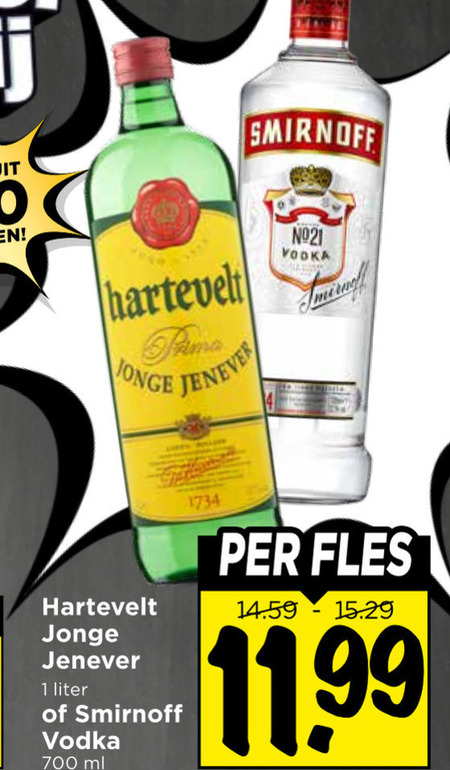 hartevelt smirnoff jenever wodka 1 700 jonge vodka liter ml fles folder aanbieding bij Vomar Smirnoff wodka, jenever folder aanbieding bij Vomar - details