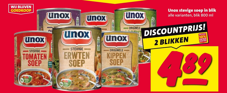 unox soep 2 10 31 2520 blik ml tomaten bater erwten originele kippen discountprijs blikken folder aanbieding bij Nettorama Unox soep folder aanbieding bij Nettorama - details