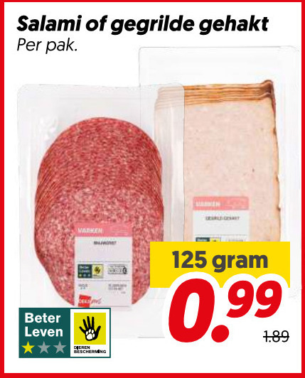 salami gegrilde gehakt pak beter leven varken folder aanbieding bij Dekamarkt