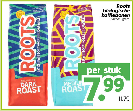 Roots   koffiebonen folder aanbieding bij  Dekamarkt - details