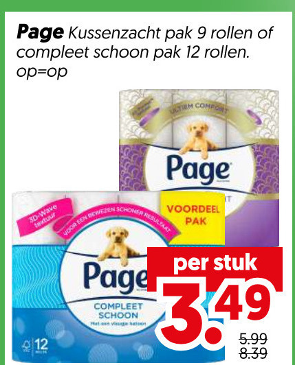 page toiletpapier 9 12 kussenzacht pak rollen schoon comfortabel 3d wave textuur bewezen resultaat voordeel stuk folder aanbieding bij Dekamarkt Page toiletpapier folder aanbieding bij Dekamarkt - details
