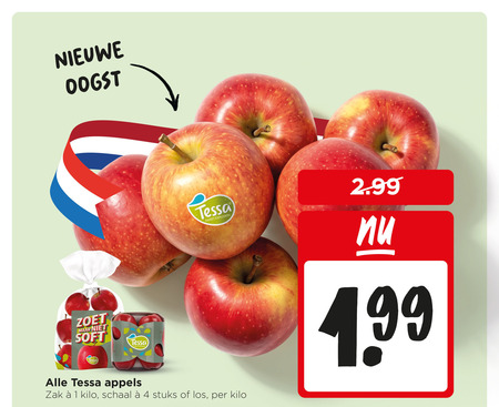 appels 1 4 nieuwe oogst zoet soft tessa sweet explosion zak kilo schaal stuks folder aanbieding bij Jumbo