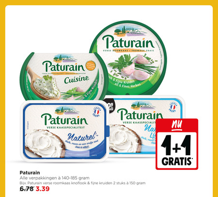 paturain roomkaas 1 2 150 serveersuggestie verse fromage frais suggestion kaasspecialiteit natuurlijke oorsprong cuisine fijne kruiden finest frans naturel melk room snufje zout knoflook stuks folder aanbieding bij Jumbo Paturain roomkaas folder aanbieding bij Jumbo - details