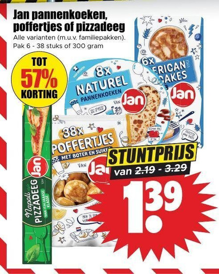 Jan   pannenkoek, pizzadeeg folder aanbieding bij  Dirk - details