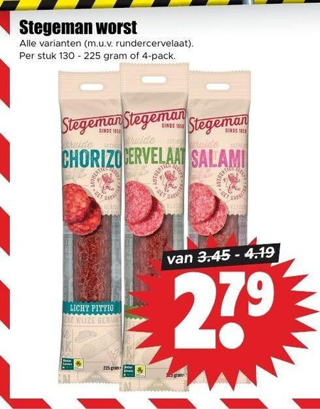 Stegeman   salami, chorizo folder aanbieding bij  Dirk - details