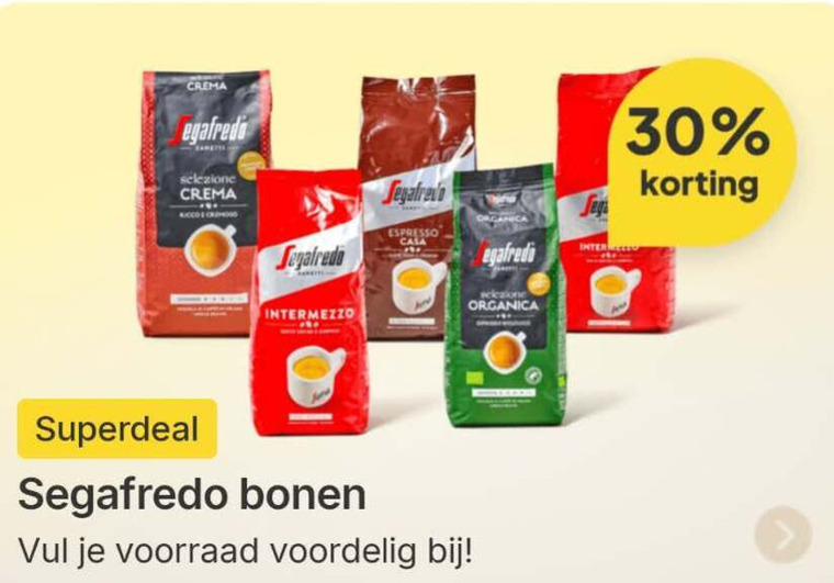 segafredo koffiebonen 30 crema selezione ricco intermezzo espresso organica bonen vul folder aanbieding bij Picnic Segafredo koffiebonen folder aanbieding bij Picnic - details