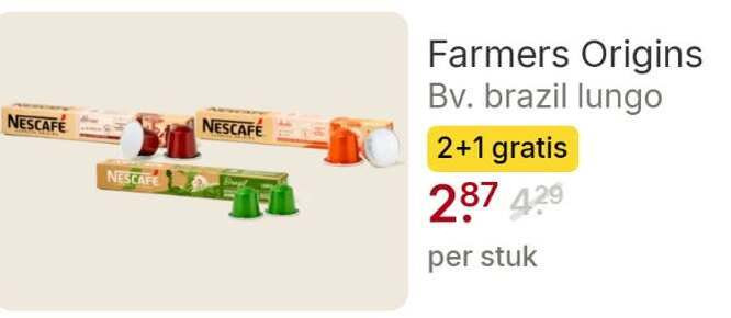 nescafe koffiecups 1 2 farmers origins brazil lungo stuk folder aanbieding bij Picnic Nescafe koffiecups folder aanbieding bij Picnic - details