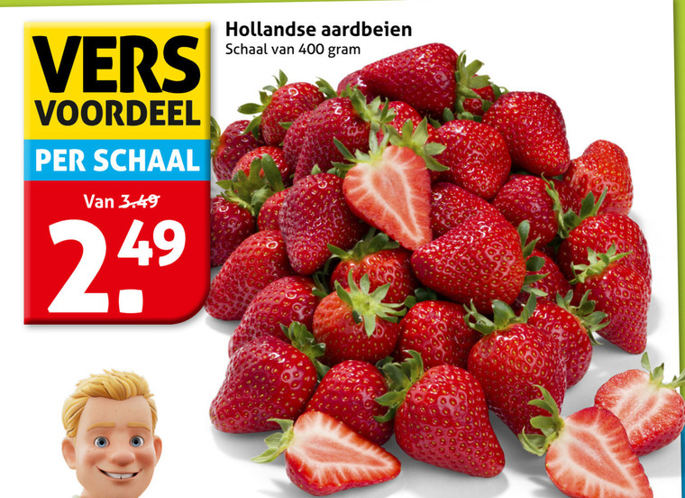aardbeien 400 vers voordeel schaal hollandse folder aanbieding bij Hoogvliet