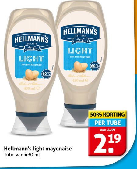 Hellmans   mayonaise folder aanbieding bij  Hoogvliet - details