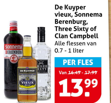 vieux wodka berenburg 1 sonnema kuyper three sixty campbell flessen liter fles folder aanbieding bij Hoogvliet