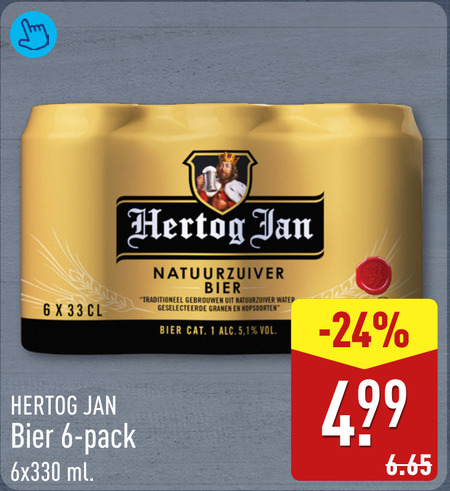 Hertog Jan   blikje bier folder aanbieding bij  Aldi - details
