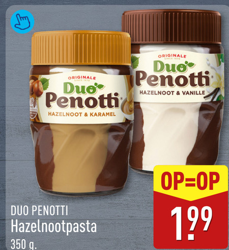 duo penotti hazelnootpasta 350 originale hazelnoot karamel vanille folder aanbieding bij Aldi Duo Penotti hazelnootpasta folder aanbieding bij Aldi - details
