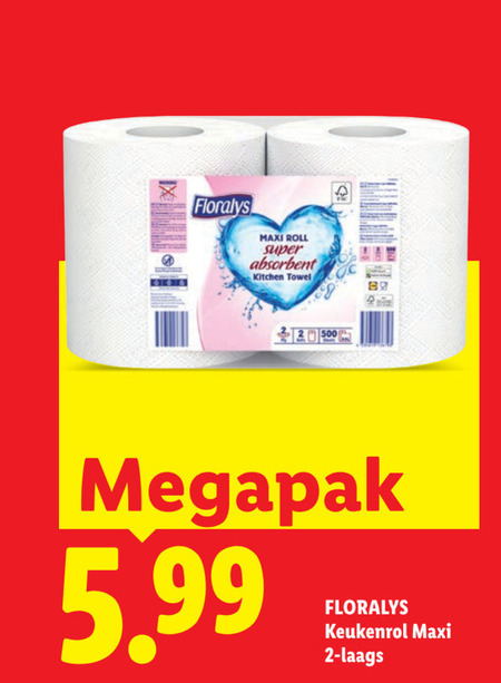 floralys keukenpapier 2 20 500 maxi roll super absorbent kitchen towel 5.99 keukenrol folder aanbieding bij Lidl Floralys keukenpapier folder aanbieding bij Lidl - details