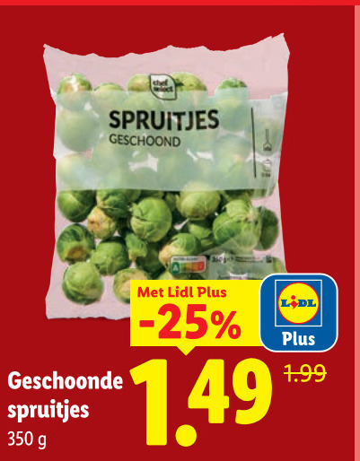 spruitjes 350 chef geschoonde folder aanbieding bij Lidl