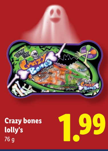 snoep crazy bones folder aanbieding bij Lidl