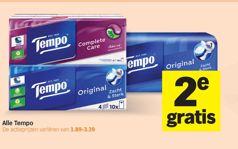 Tempo   zakdoek folder aanbieding bij  Albert&nbsp;Heijn - details