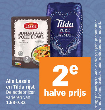 lassie tilda rijst 2 90 bowl basmati halve varieeren 2e combinatie productvarianten combineren folder aanbieding bij Albert Heijn Lassie rijst folder aanbieding bij Albert Heijn - details