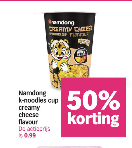 noodles 50 creamy cheese flavour spice level cup actieprijs folder aanbieding bij Albert Heijn