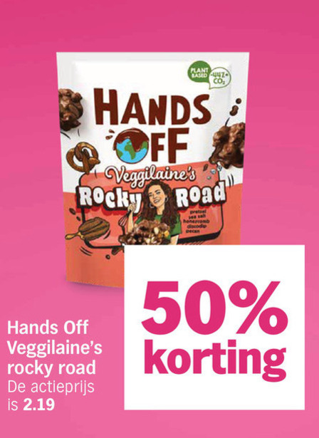 hands off chocolade 50 plant based co rocky road actieprijs folder aanbieding bij Albert Heijn Hands off chocolade folder aanbieding bij Albert Heijn - details