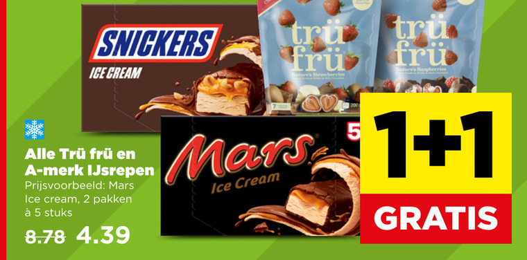 mars snickers ijsrepen 1 2 5 ice cream merk pakken stuks strawberries raspberries folder aanbieding bij Plus Mars ijsreep folder aanbieding bij Plus - details
