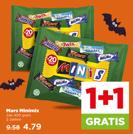 Mars   mini chocoladerepen folder aanbieding bij  Plus - details