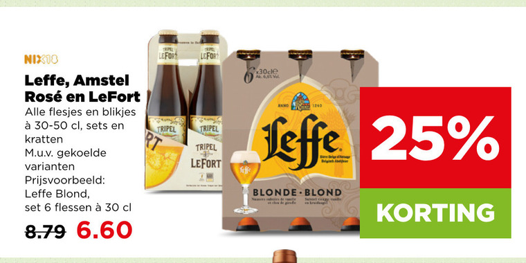 lefort amstel leffe speciaalbieren krat bier 6 25 30 tripel rosee blikjes kratten blond flessen 5 vel anno blonde vanille folder aanbieding bij Plus Leffe speciaalbier, krat bier folder aanbieding bij Plus - details
