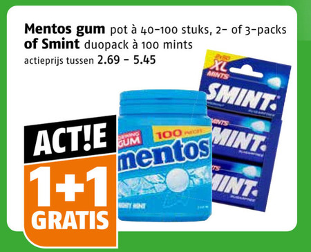 mentos smint kauwgom 1 3 100 gum pot stuks mints actieprijs xl monts mint folder aanbieding bij Poiesz Smint kauwgom folder aanbieding bij Poiesz - details