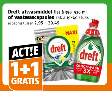 dreft vaatwasmiddel afwasmiddel 1 fles ml vaatwascapsules zak stuks actieprijs maxi plat quickwash langer folder aanbieding bij Poiesz Dreft afwasmiddel, vaatwasmiddel folder aanbieding bij Poiesz - details