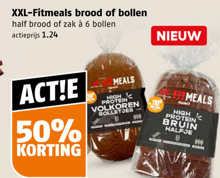 brood bolletjes 6 50 180 xxl bollen zak actieprijs meals high protein volkoren bruin halfje folder aanbieding bij Poiesz