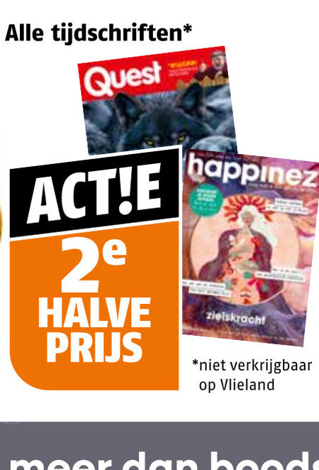 tijdschriften quest 2e halve happinez vlieland folder aanbieding bij Poiesz