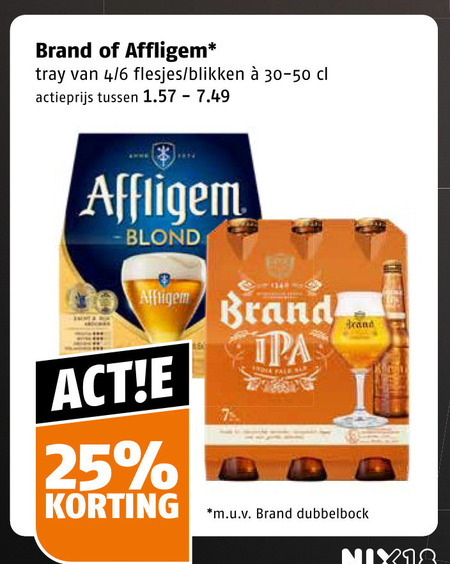 brand affligem blikjes bier speciaalbieren 25 tray 4 6 blikken actieprijs blond m.u.v dubbelbock folder aanbieding bij Poiesz Brand speciaalbier, blikje bier folder aanbieding bij Poiesz - details