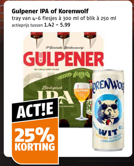 gulpener speciaalbieren 6 25 250 300 korenwolf tray ml blik actieprijs 5.99 generatie biologisch wit folder aanbieding bij Poiesz Gulpener speciaalbier folder aanbieding bij Poiesz - details