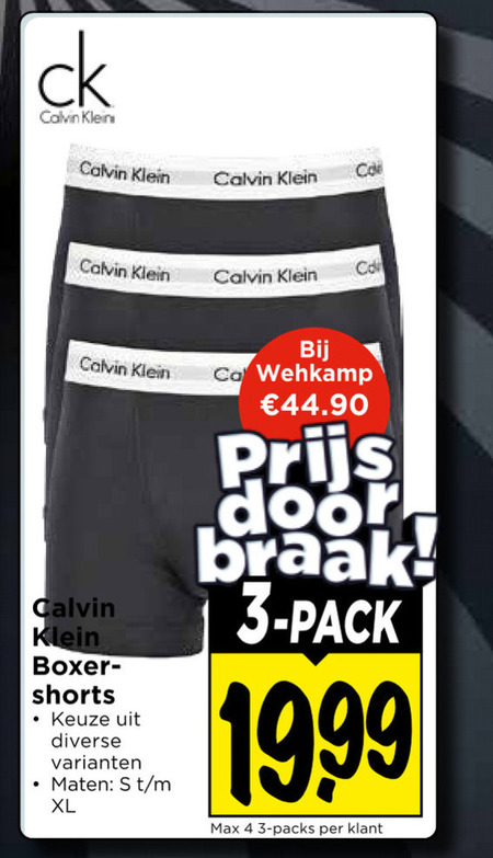 heren boxershorts 3 4 calvin klein co wehkamp boxer shorts maten xl pack folder aanbieding bij Vomar