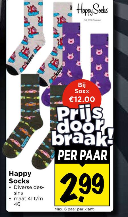 damessokken herensokken 6 46 2008 happy socks sweden maat paar folder aanbieding bij Vomar