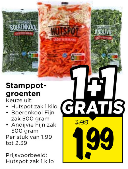 hutspot groenten andijvie boerenkool 1 500 stamppot zak kilo fijn stuk 99 folder aanbieding bij Vomar