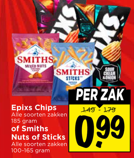chips smiths mixed nuts sx sour cream sticks soorten zakken 100-165 zak 99 folder aanbieding bij Vomar