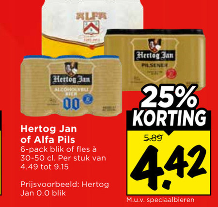 Hertog Jan   alcoholvrij bier, blikje bier folder aanbieding bij  Vomar - details
