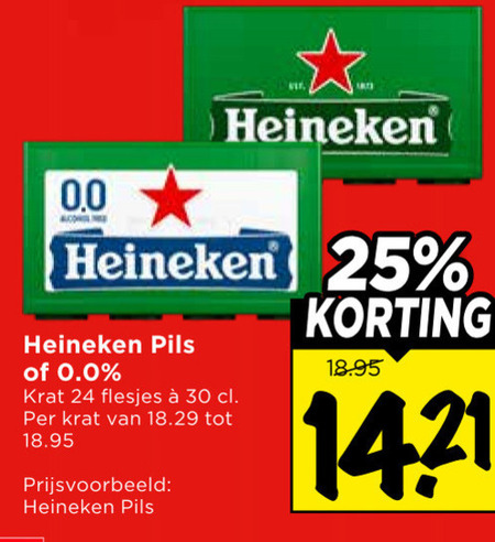 heineken 0.0 krat bier 24 25 30 pils folder aanbieding bij Vomar Heineken krat bier folder aanbieding bij Vomar - details