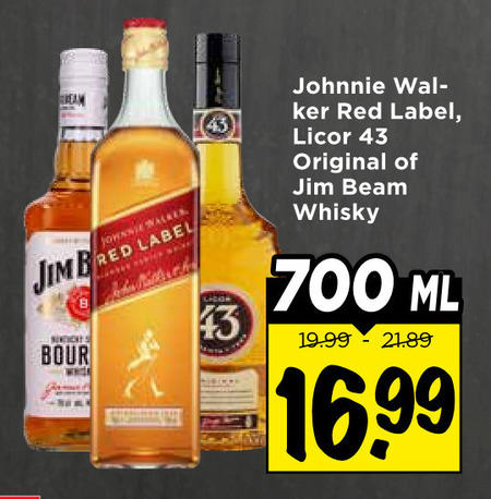 johnnie walker licor 43 jim beam likeur whisky 700 b wolke red label original ml folder aanbieding bij Vomar Jim Beam whisky, likeur folder aanbieding bij Vomar - details