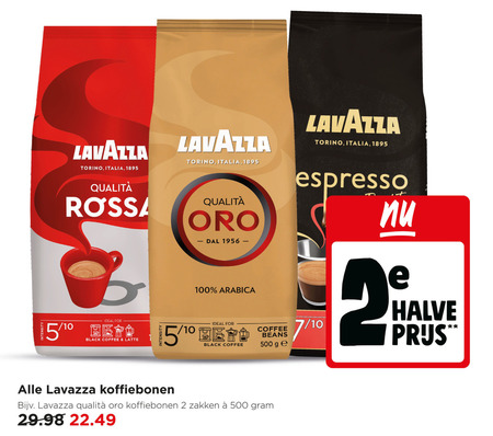 lavazza koffiebonen 2 100 500 1956 torino italia qualita rossa espresso for 5 10 be black coffee latte arabica beans zakken 7 halve folder aanbieding bij Jumbo Lavazza koffiebonen folder aanbieding bij Jumbo - details