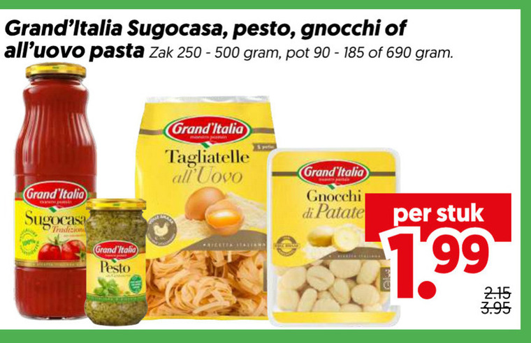 Grand Italia   pesto, pasta folder aanbieding bij  Dekamarkt - details