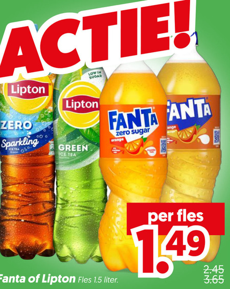 fanta lipton ice tea frisdrank zero sparkling sugar green anta orange fles liter folder aanbieding bij Dekamarkt Fanta frisdrank, ice tea folder aanbieding bij Dekamarkt - details