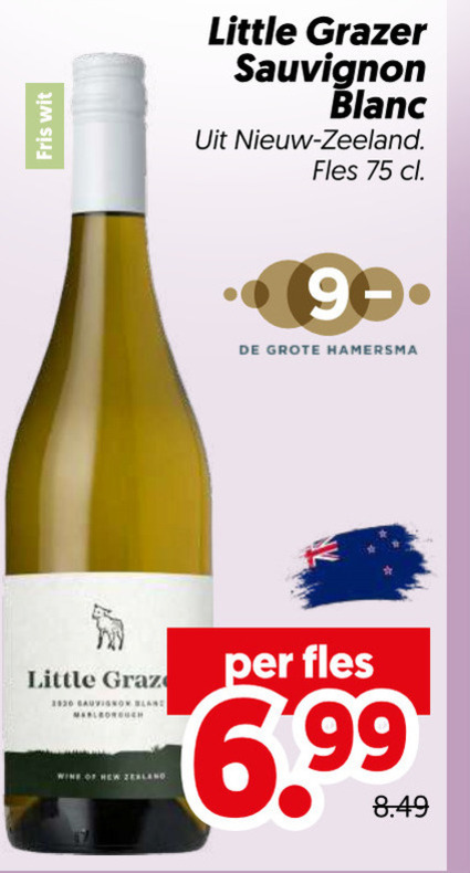 witte wijn 90 fris wit little grazer sauvignon blanc zeeland fles hamersma graz marlborough wine new zealand folder aanbieding bij Dekamarkt