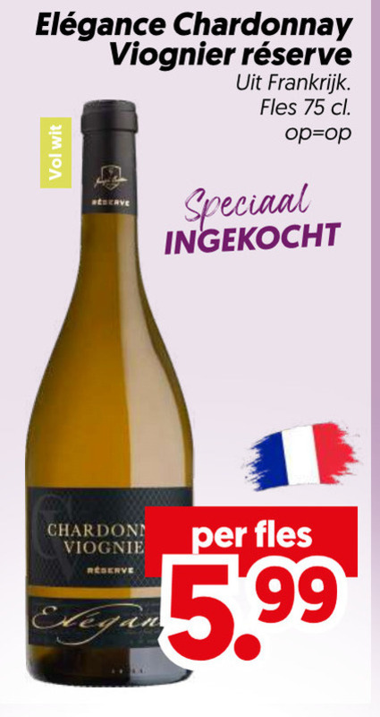 witte wijn chardonnay wit frankrijk fles ingekocht viognier reserve 5.99 folder aanbieding bij Dekamarkt