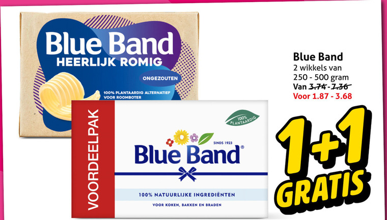 blue band margarine 1 2 100 250 500 romig ongezouten plantaardig alternatief roomboter natuurlijke koken bakken braden wikkels folder aanbieding bij Hoogvliet Blue Band margarine folder aanbieding bij Hoogvliet - details