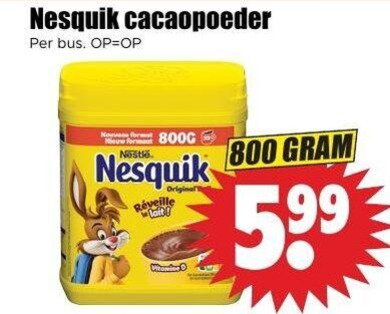 nesquik cacaopoeder bus format original folder aanbieding bij Dirk Nesquik cacaopoeder folder aanbieding bij Dirk - details
