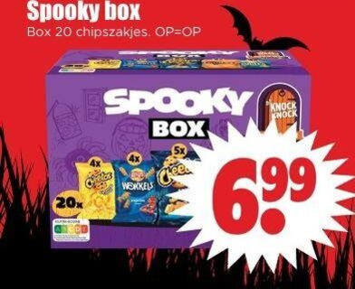 lays zoutjes 20 spooky box 20x wokkels knock folder aanbieding bij Dirk Lays zoutje folder aanbieding bij Dirk - details